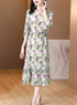 Enchanting Floral Long Sleeve Dress, Luxury Chic Ruffled Long Casual & Evening Women Dress